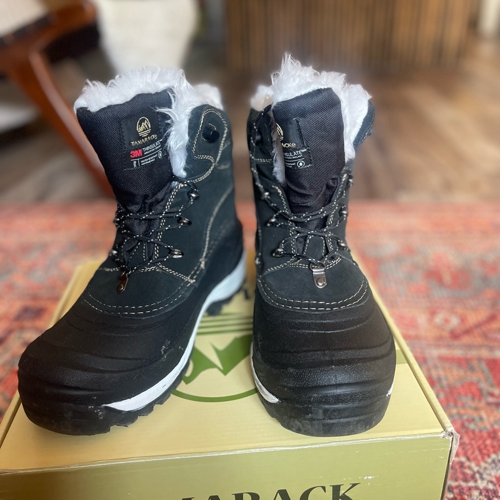 Kamik Black Snow Boots with White Trim